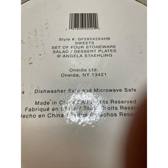 Oneida Angela Staehling Salad / Dessert Plates "Sweets" Set of 4 w/ Box - Picture 8 of 8